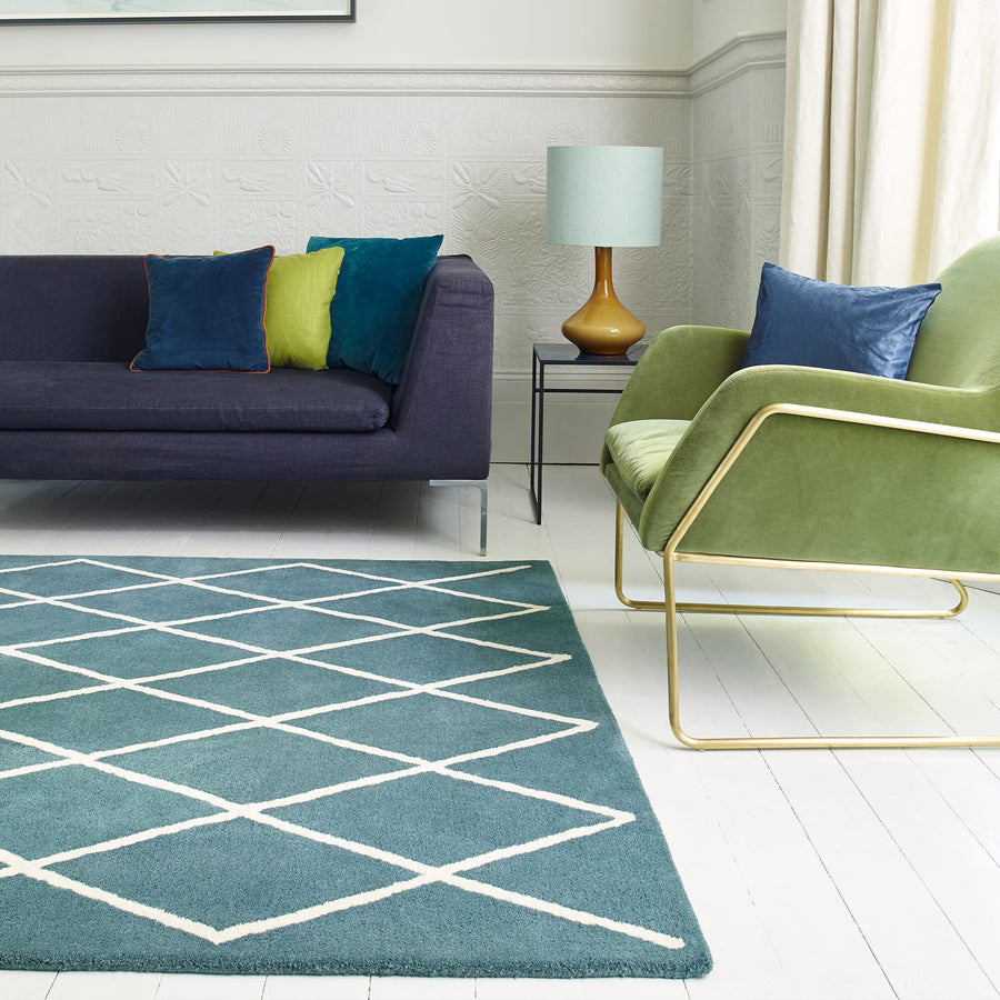 Albany Diamond Teal Rug