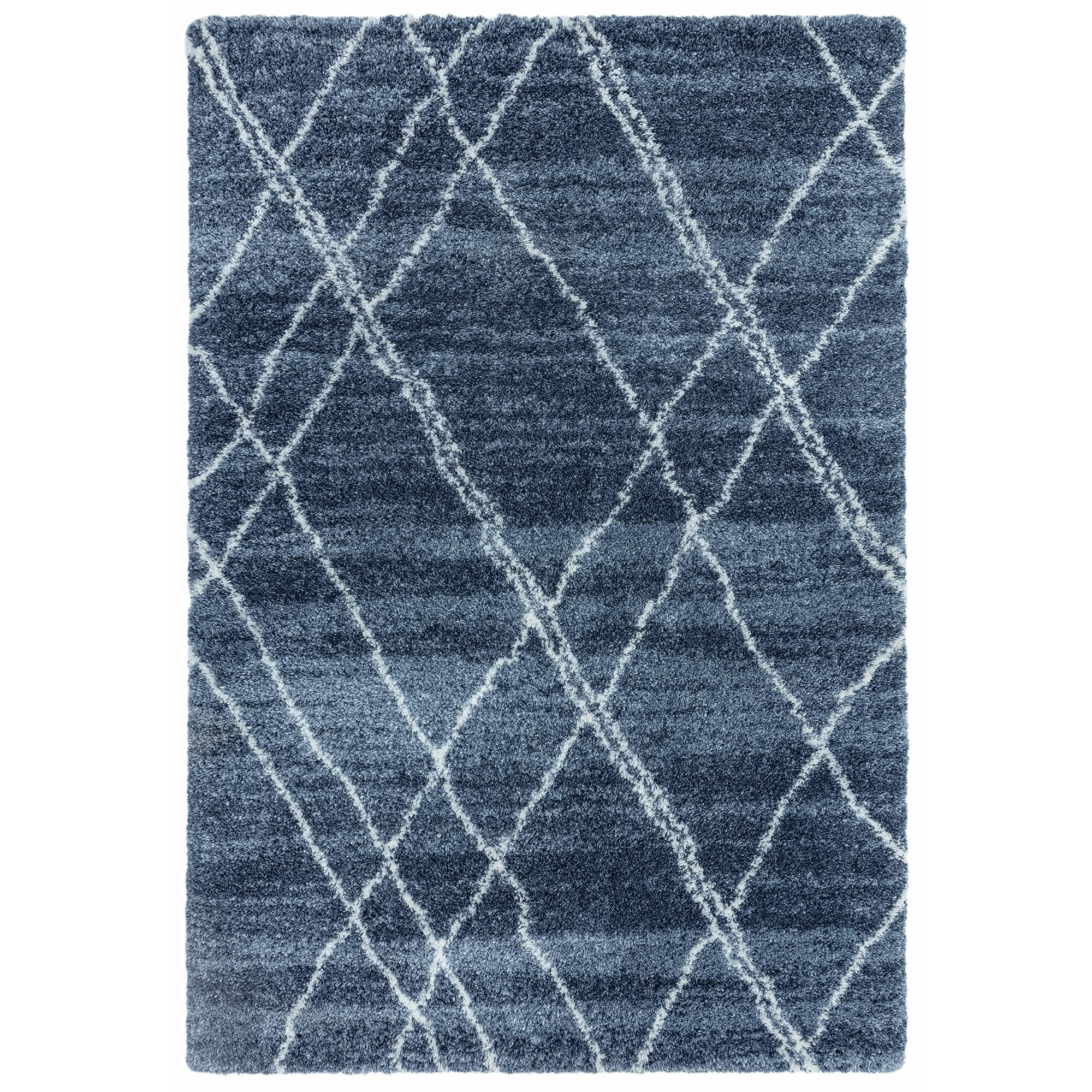 Alto Blue & Cream Moroccan Shaggy Rug AL01