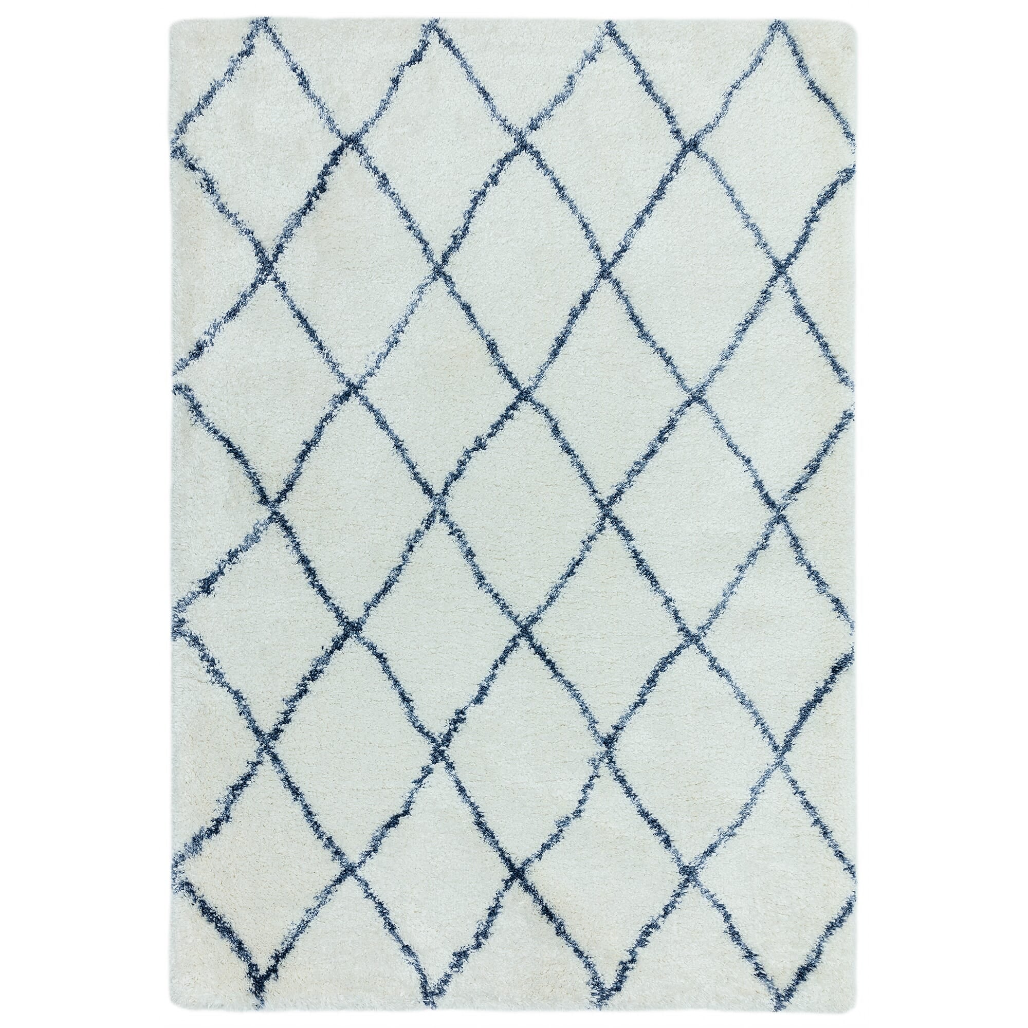 Alto Cream & Blue Moroccan Shaggy Rug AL03