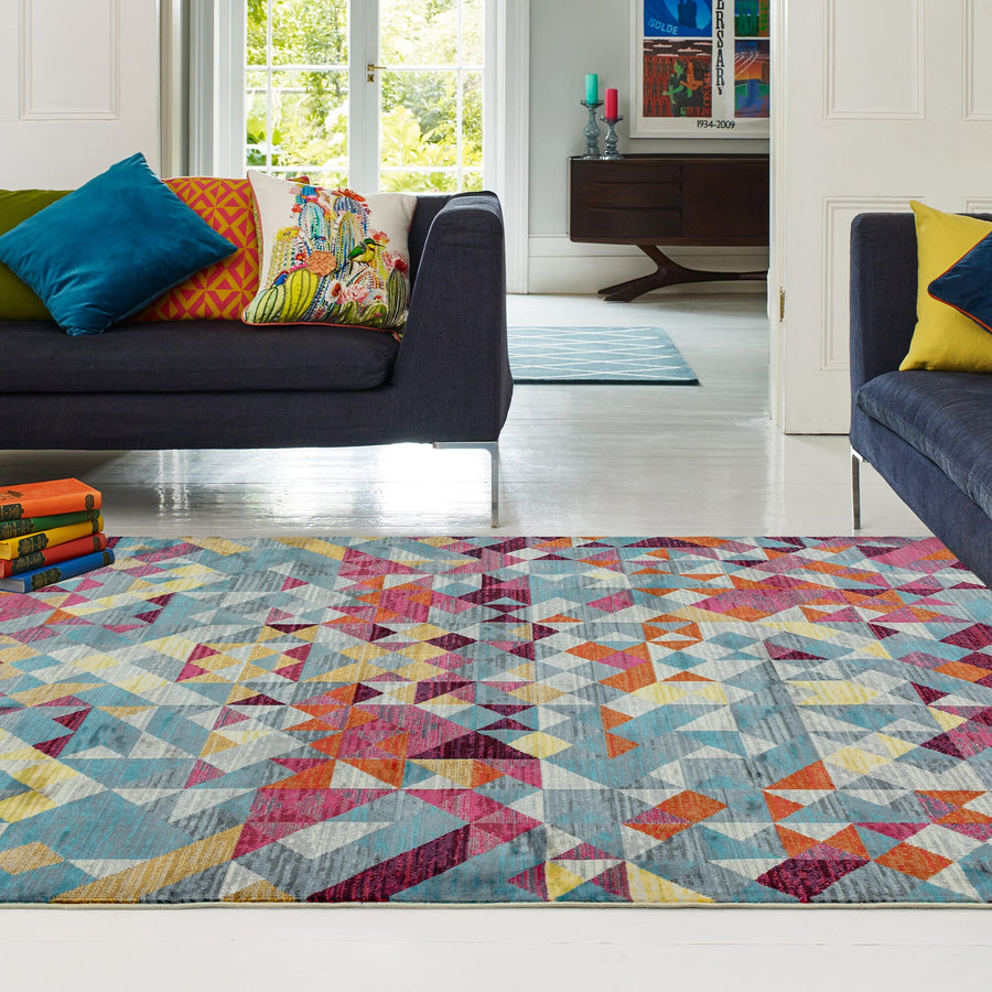 Amelie Rhombus Flatweave Multi Colour Rug AM11