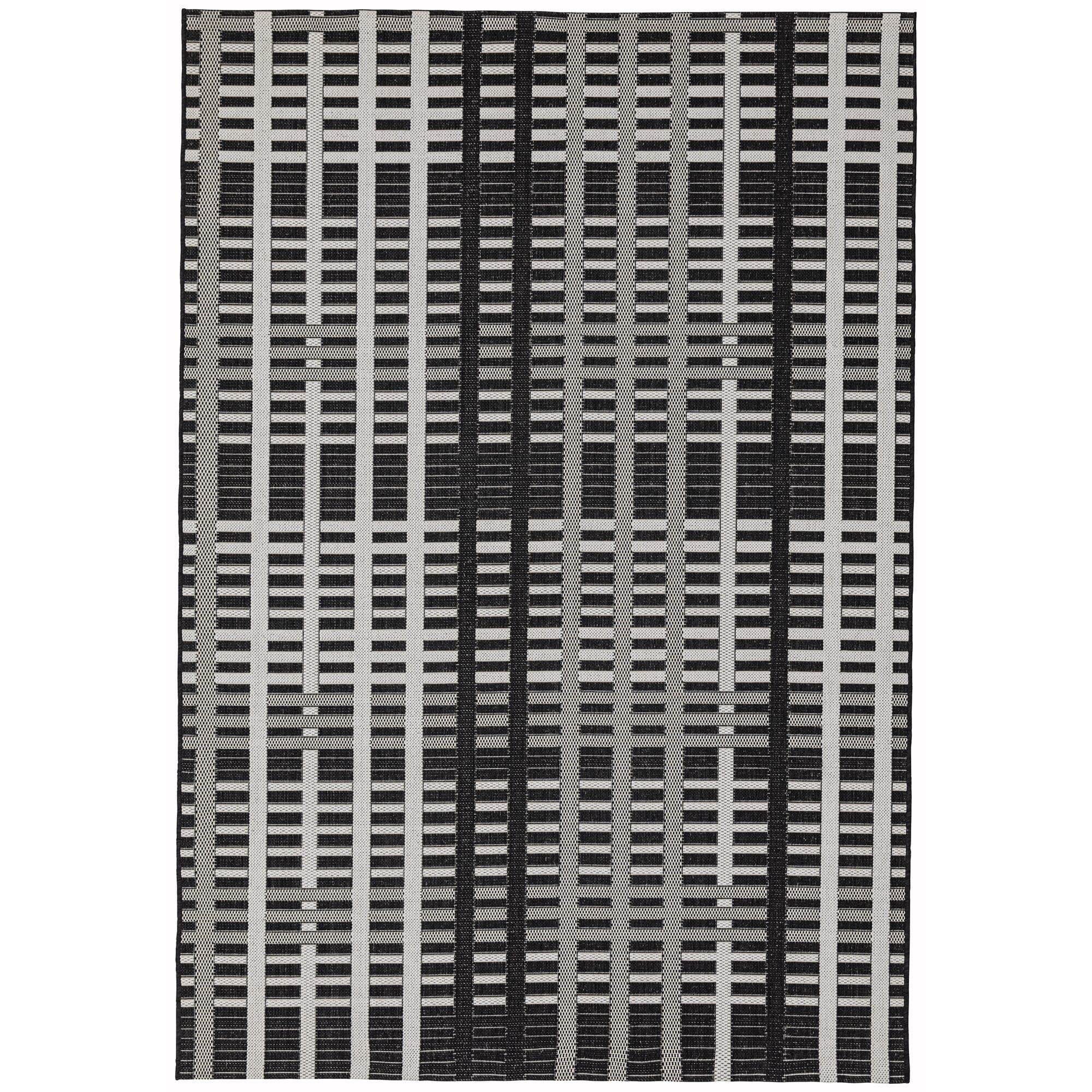 Patio Black Grid Indoor/Outdoor Indoor/Outdoor Rug PAT22