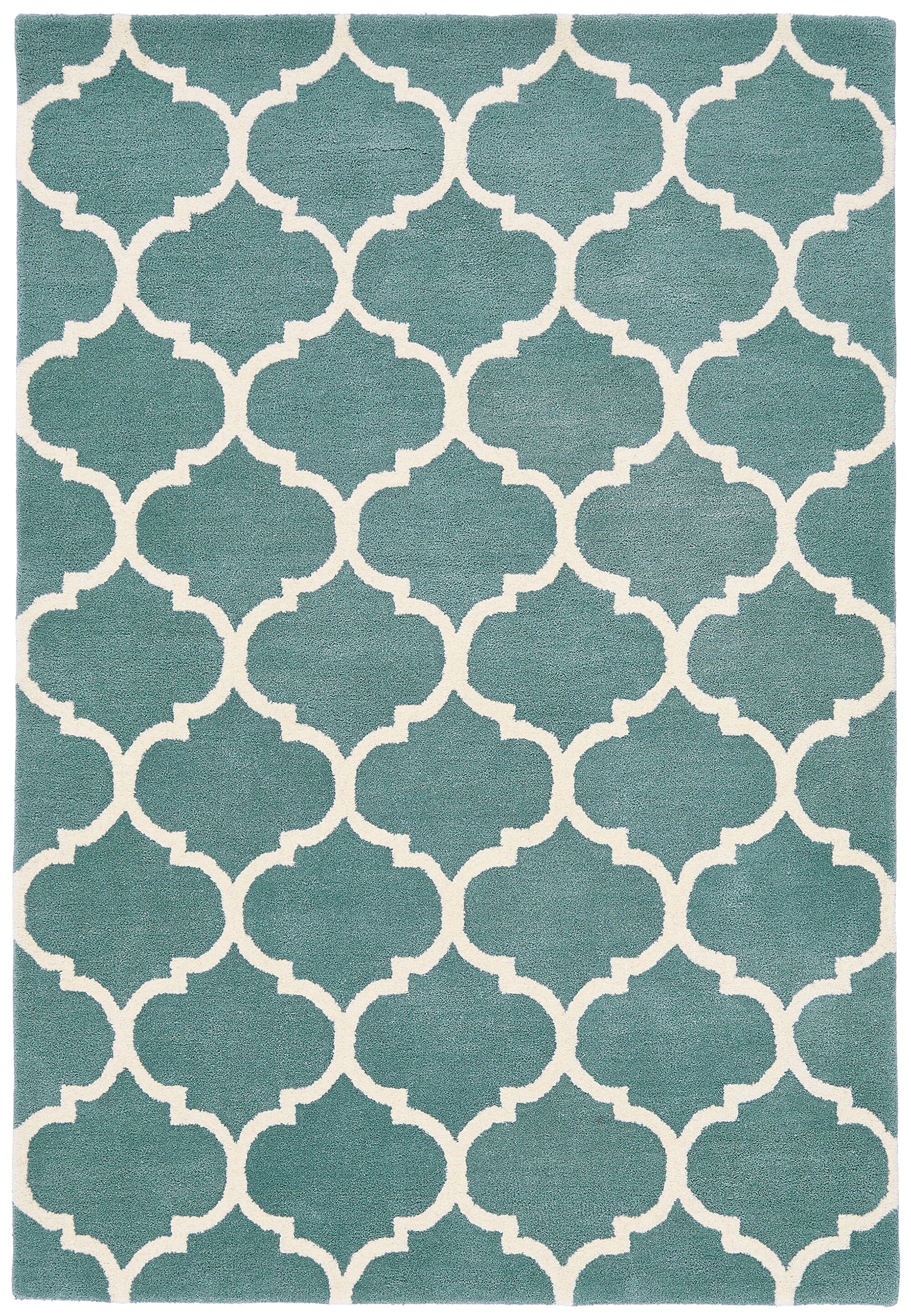 Albany Ogee Duck Egg Blue Hand Tufted Contemporary Wool Rug