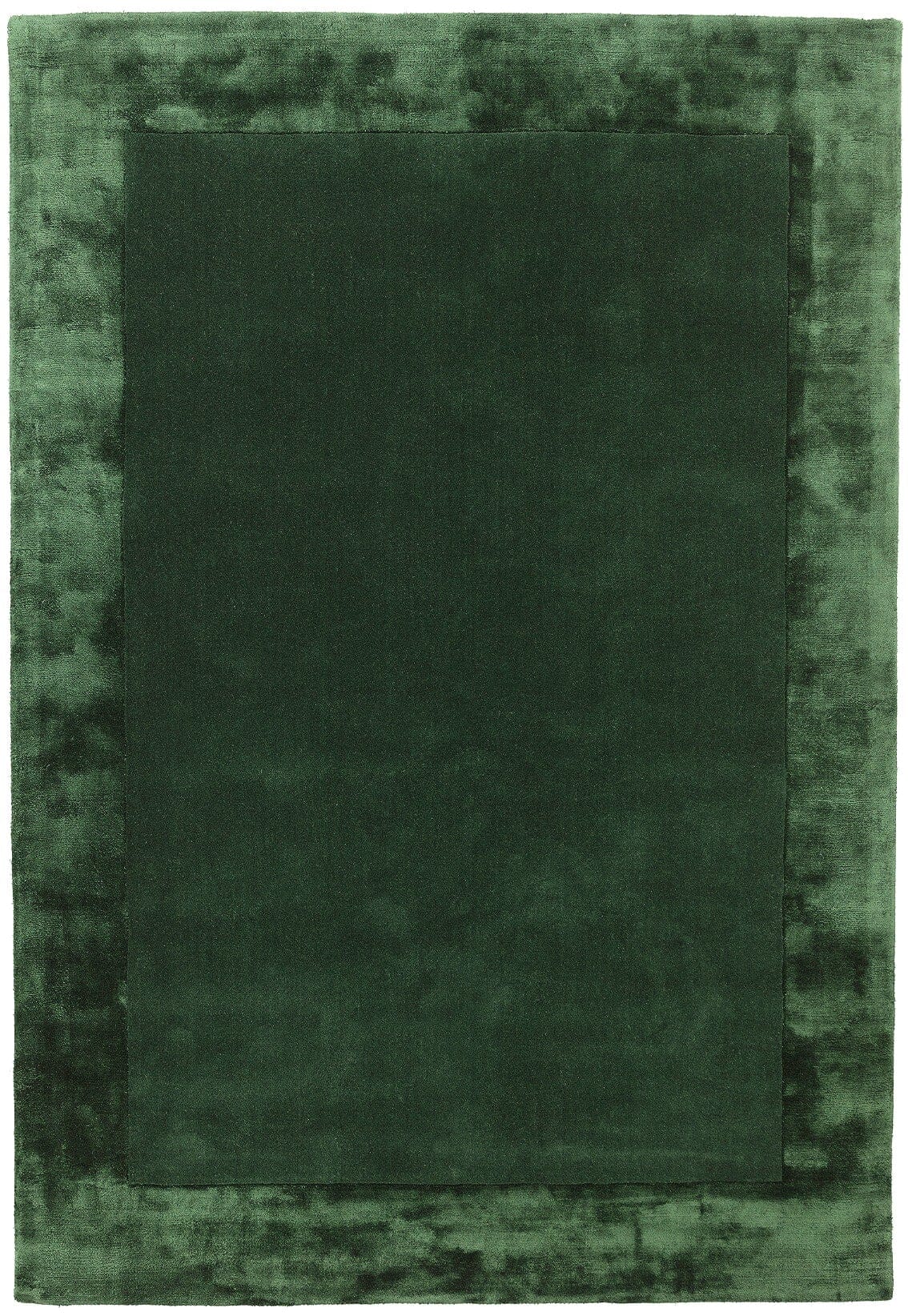 Ascot Green Hand Woven Wool and Viscose Border Rug