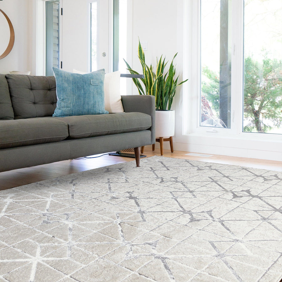 Aurora Lattice Metallic Silver Rug AU11