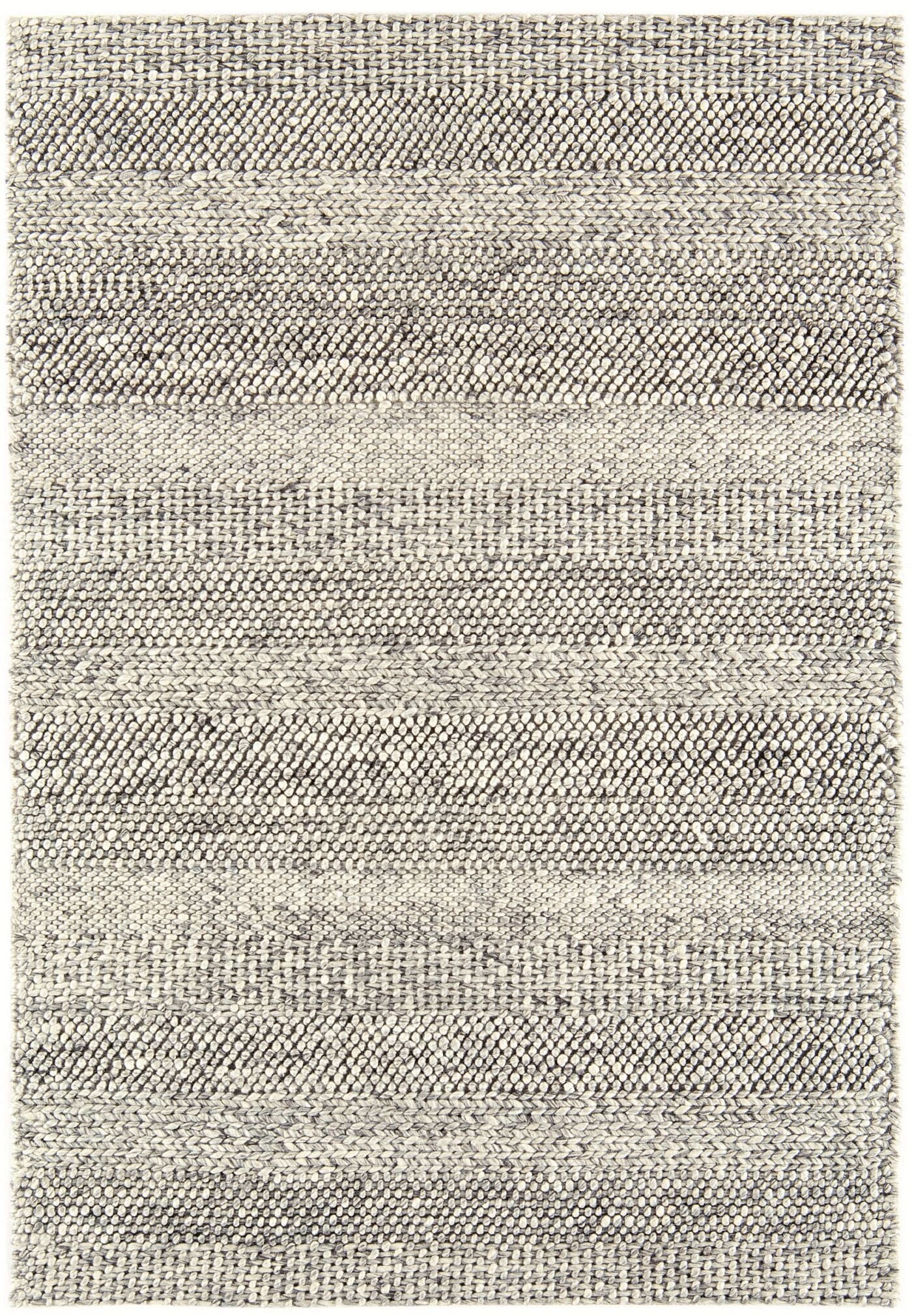 Katherine Carnaby Coast Grey Marl Stripe Hand Spun Wool Rug CS07