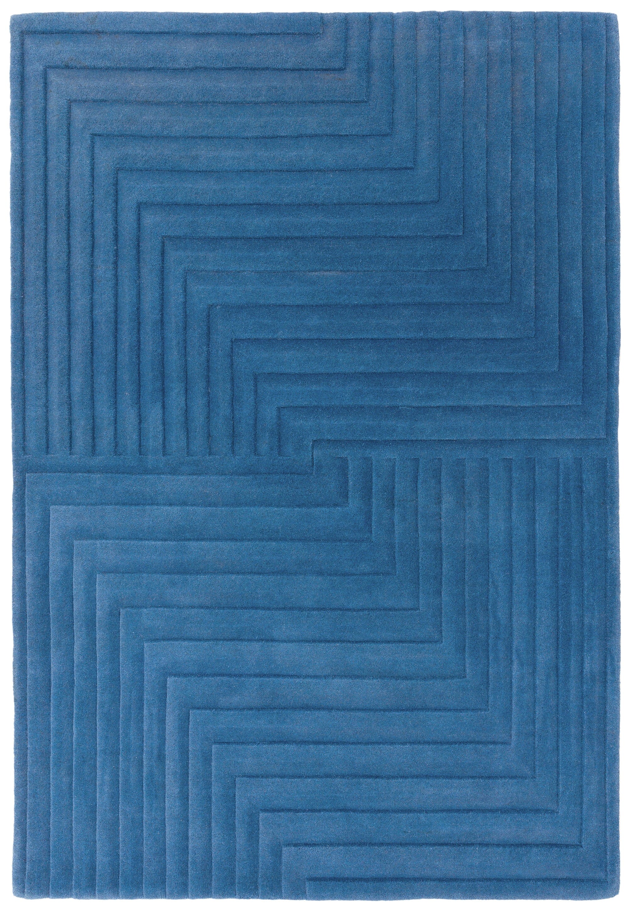 Form Blue Wool Hand Carved Wool Rug