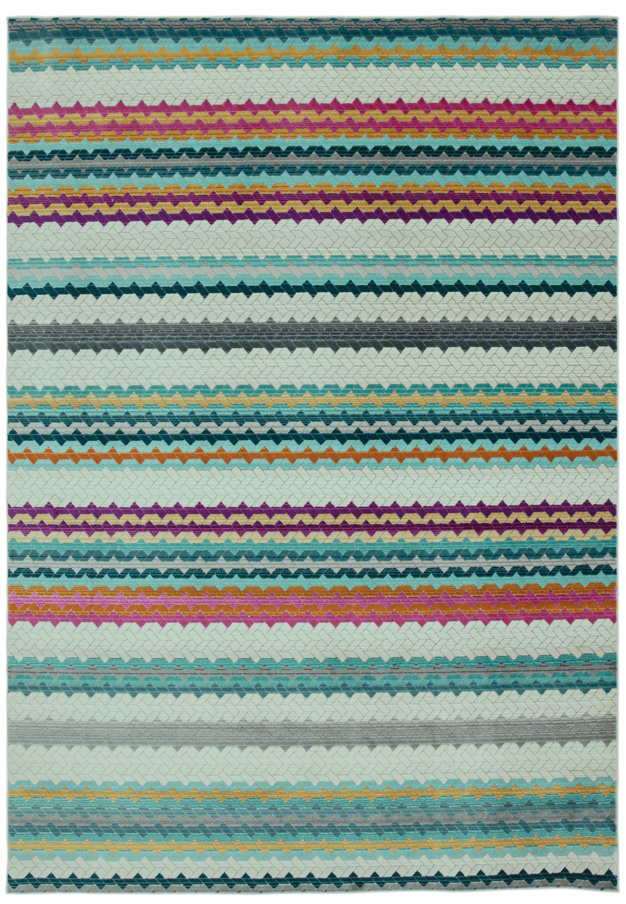 Skye Stripe Fringed Rug SK01