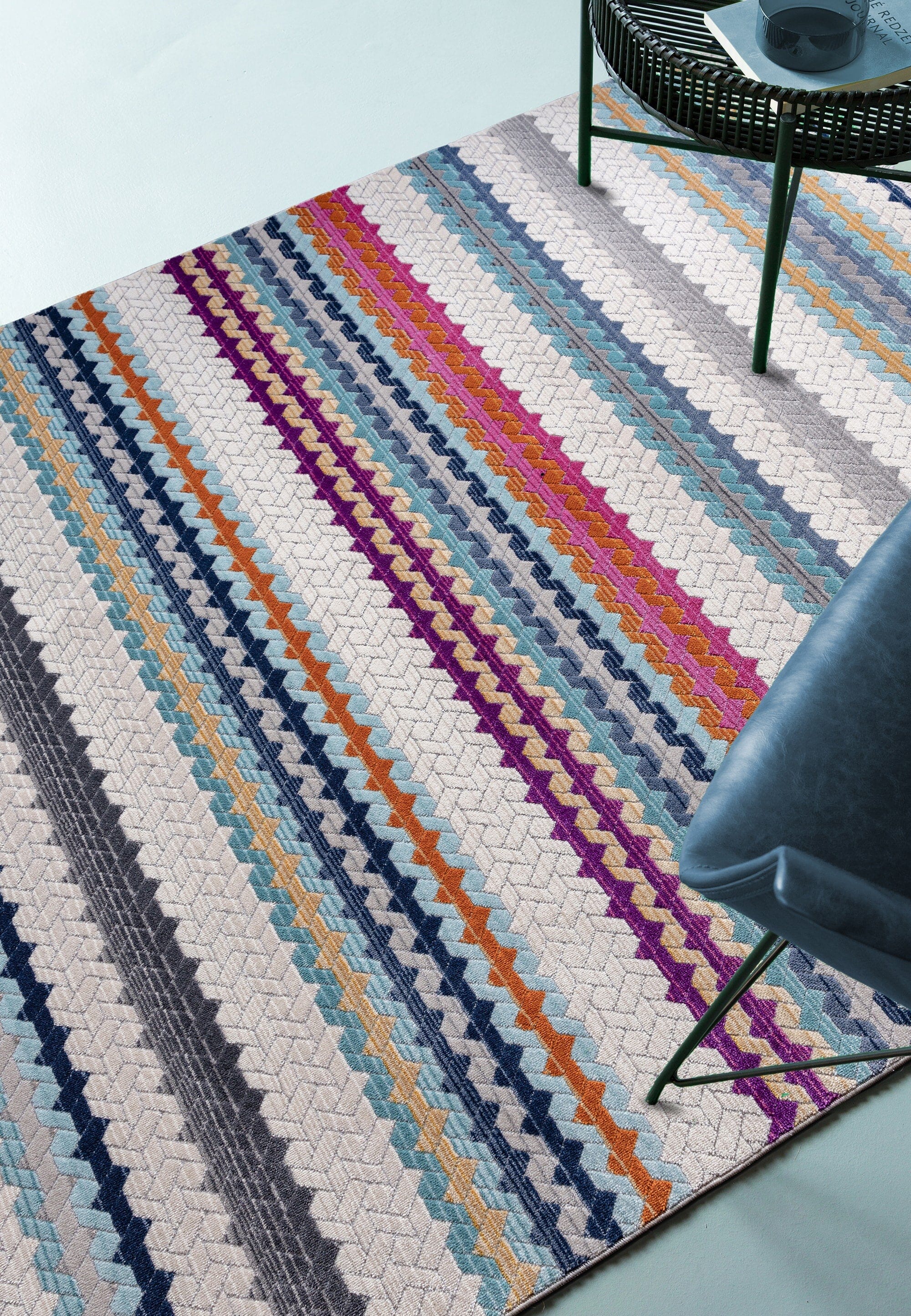 Skye Stripe Fringed Rug SK01