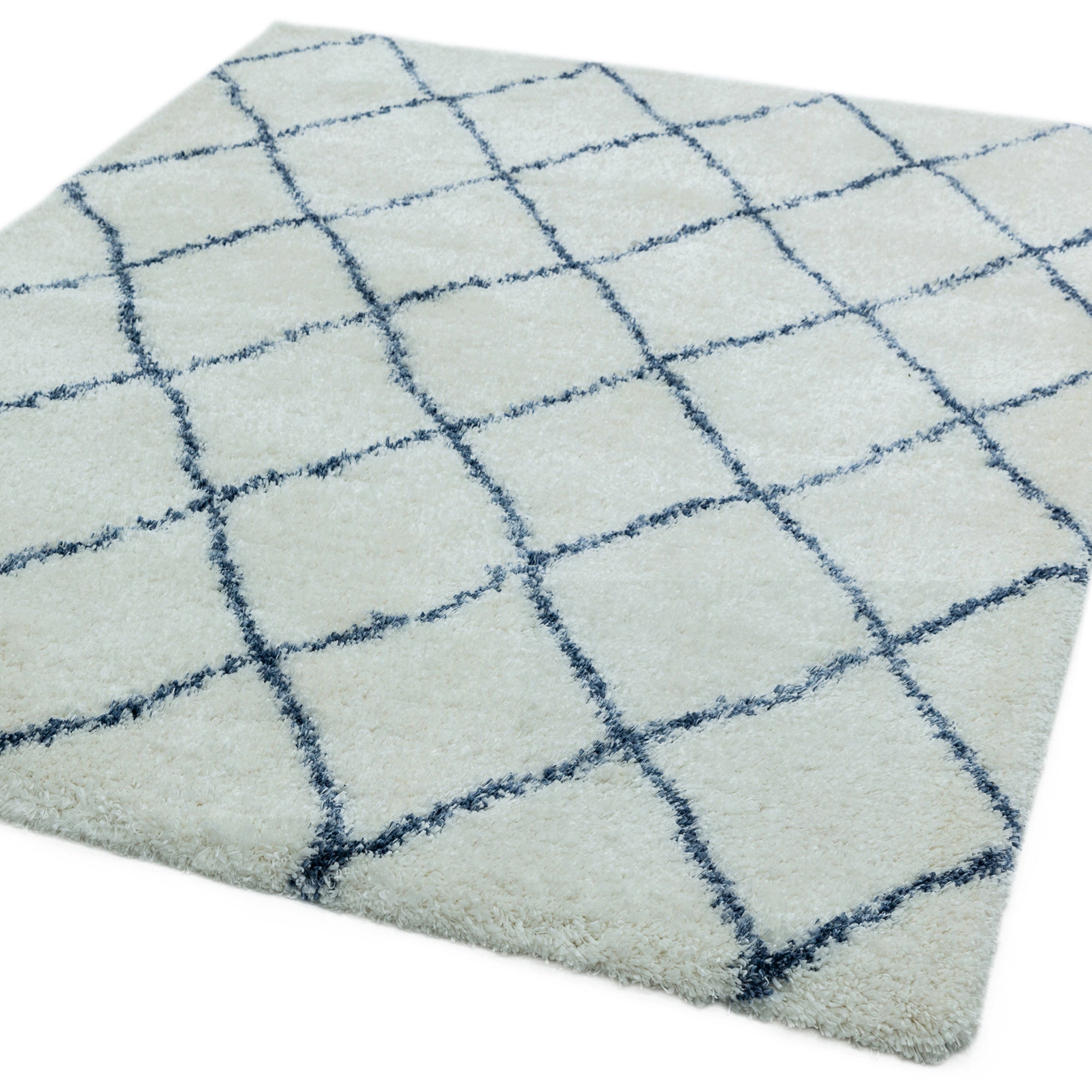 Alfombra Alto Marroquí Crema y Azul AL03