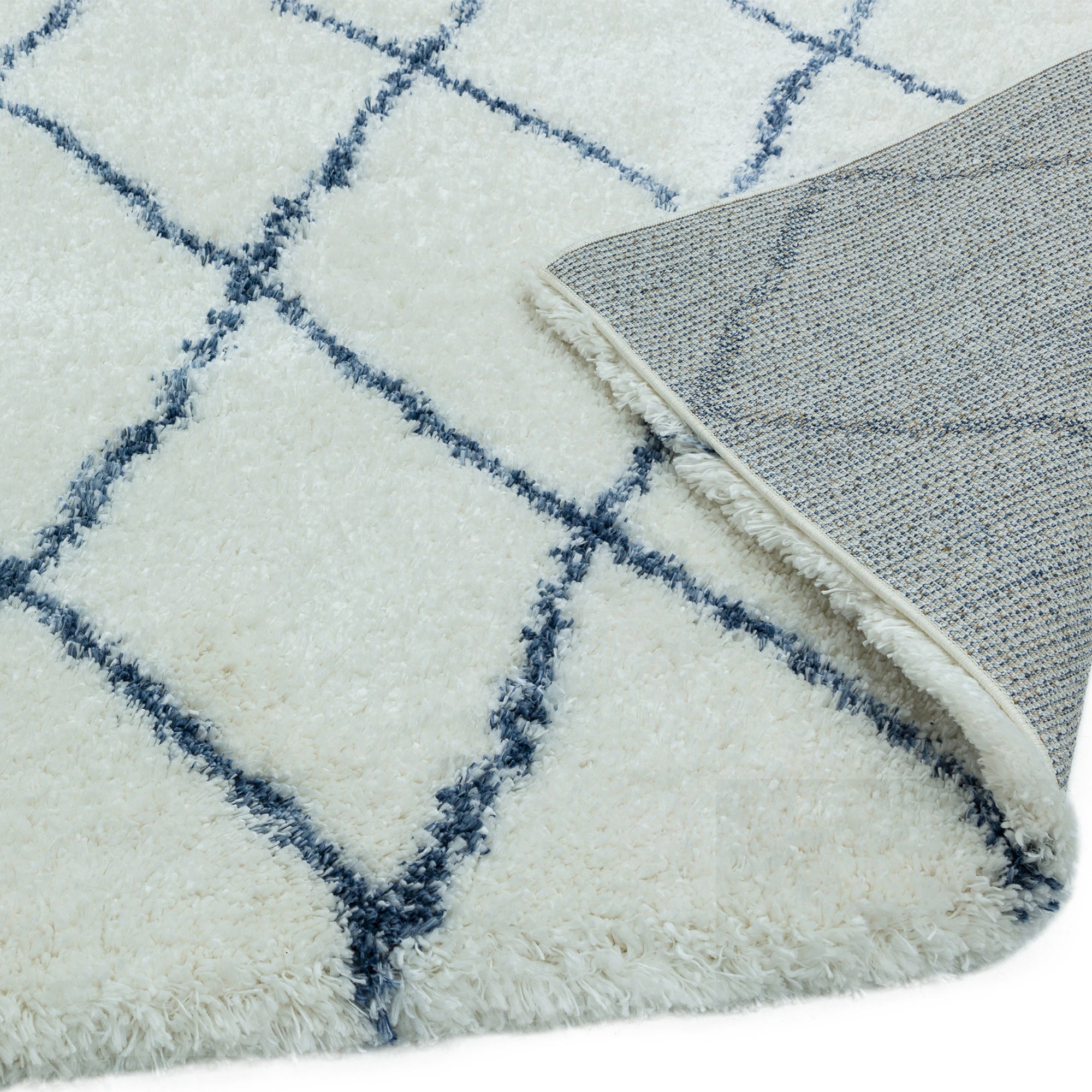 Alfombra Alto Marroquí Crema y Azul AL03