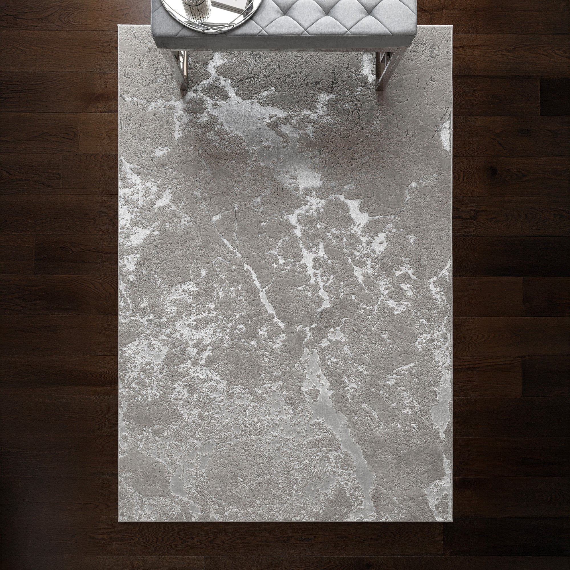 Aurora Solar Metallic Silver Rug AU03