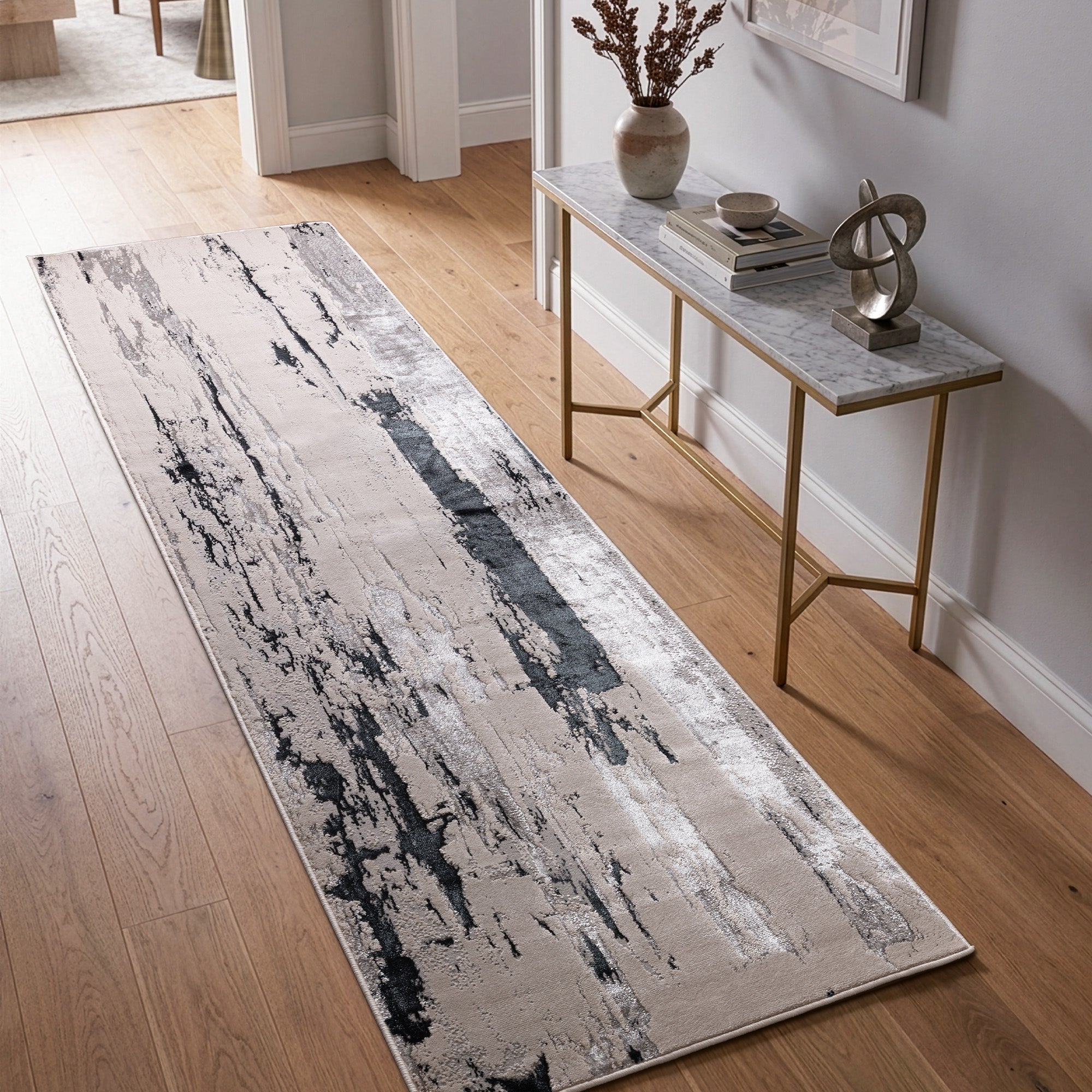 Aurora Glacier Metallic Silver Rug AU10