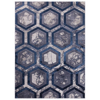 Alfombra Aurora Hexagon Metálica Azul AU19