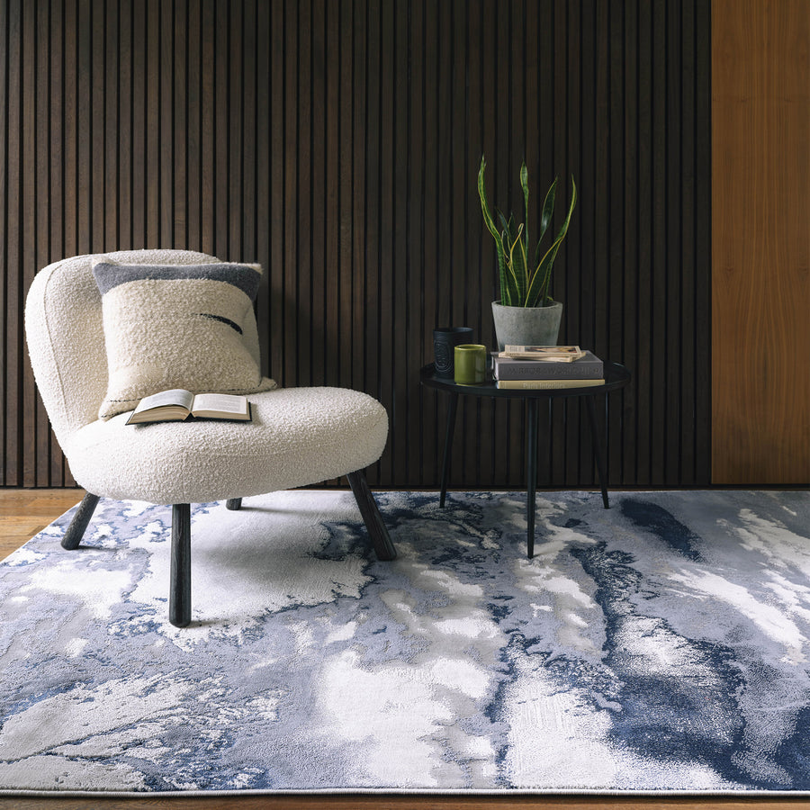 Aurora Storm Metallic Blue Rug AU20
