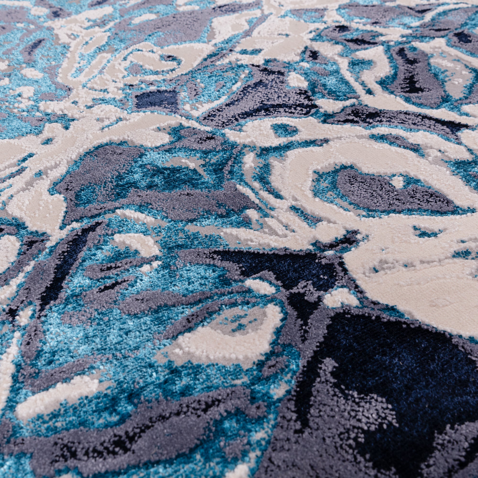 Aurora Foam Metallic Blue Rug AU21