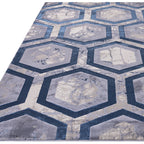 Alfombra Aurora Hexagon Metálica Azul AU19