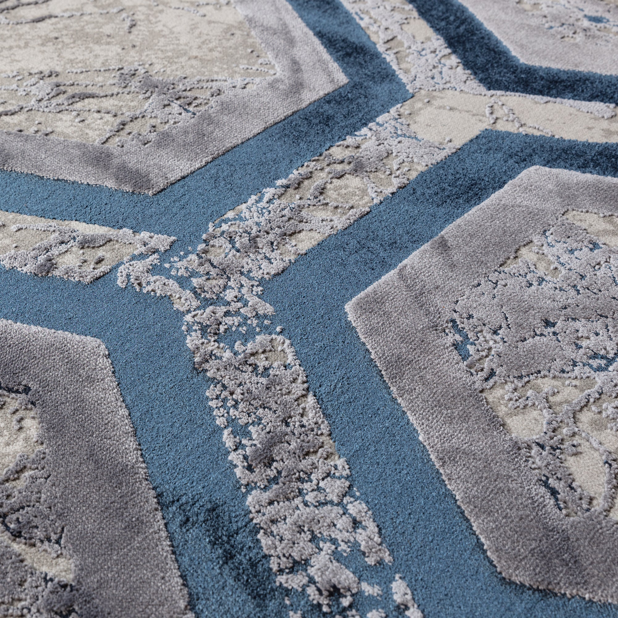 Alfombra Aurora Hexagon Metálica Azul AU19