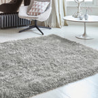 Cascade Silver Shiny Shaggy Rug