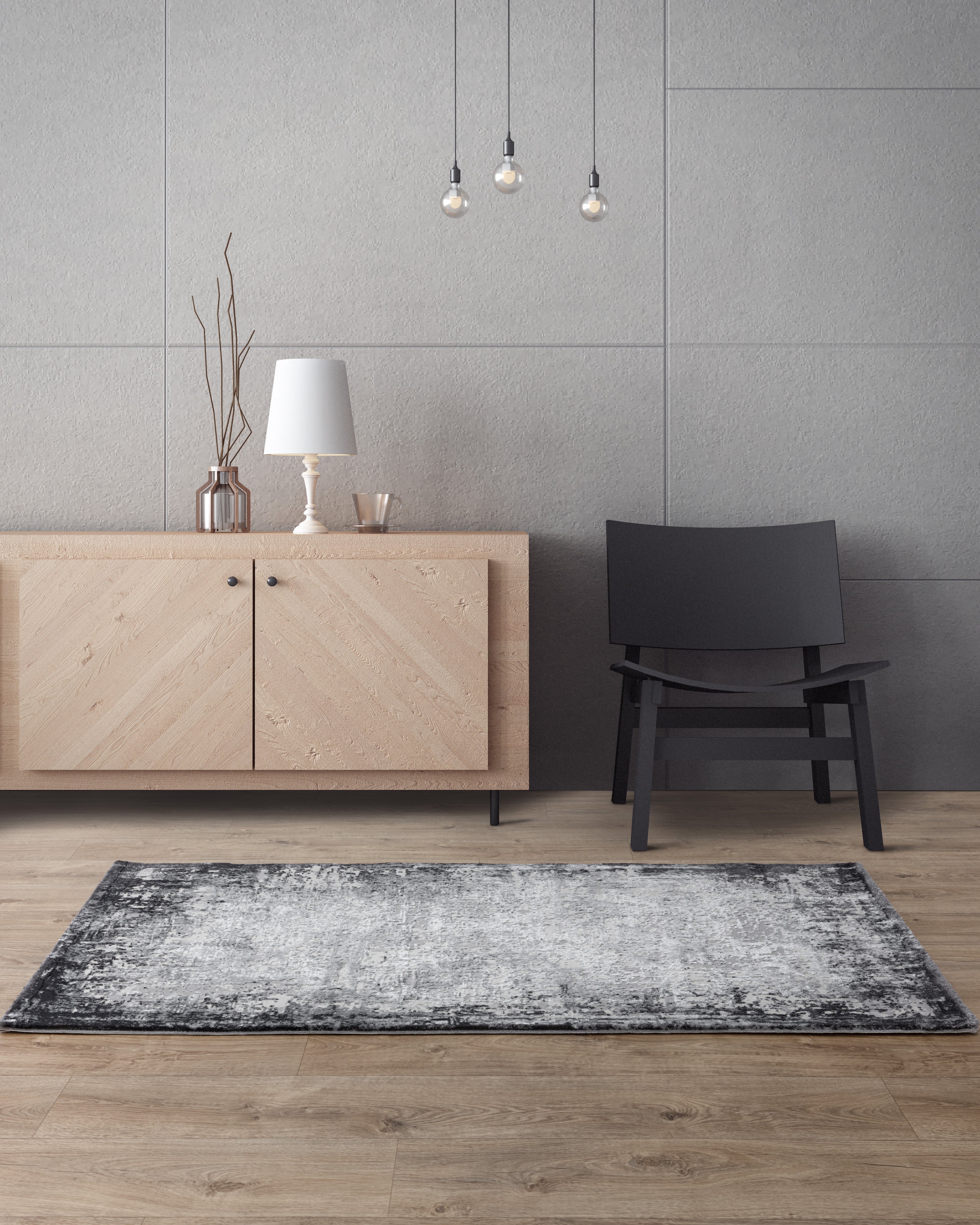 Alfombra Kuza Border Gris