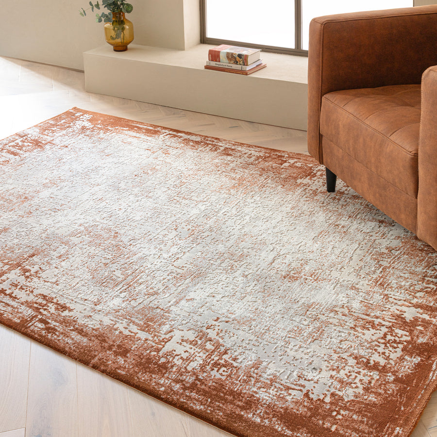 Kuza Border Terracotta Rug