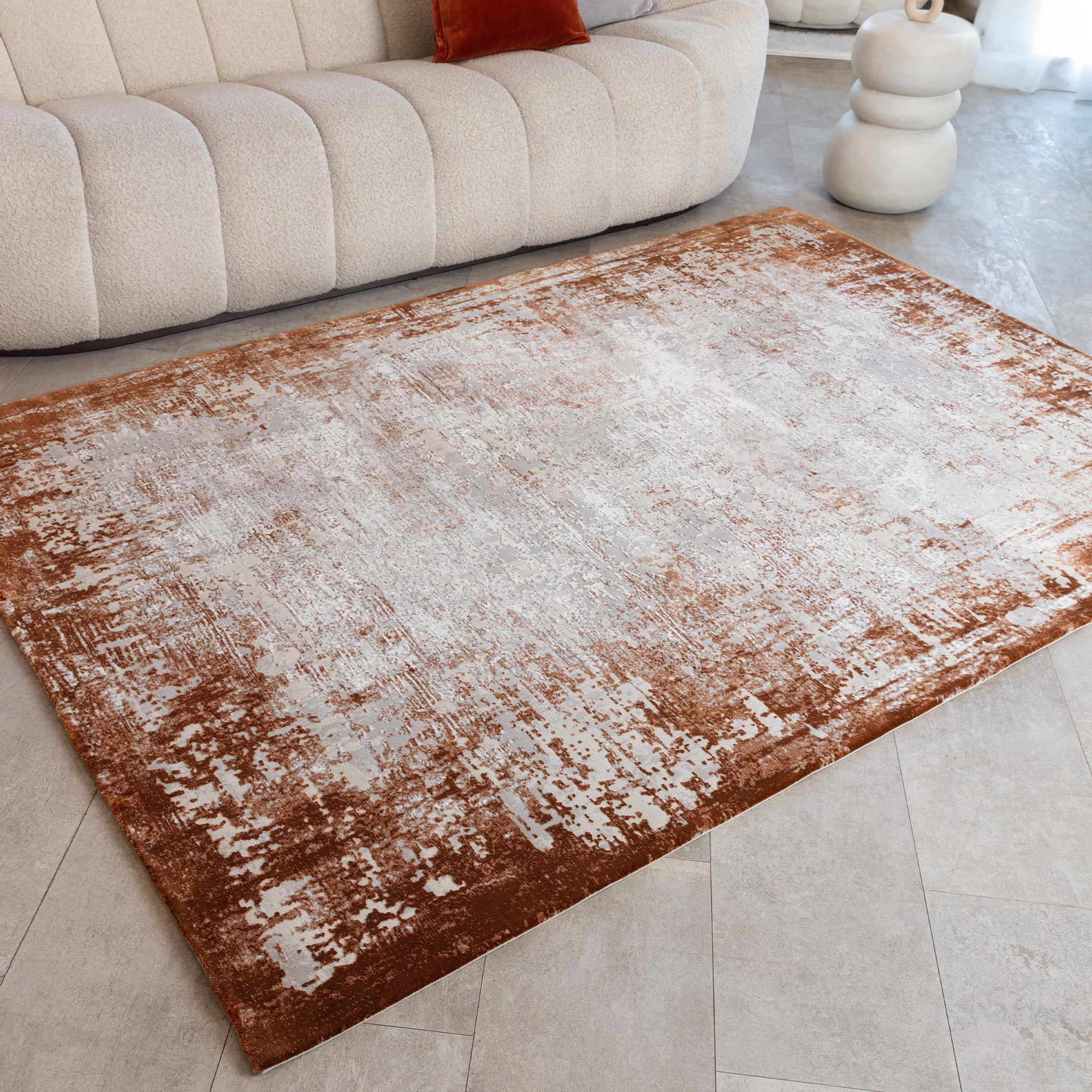 Alfombra Kuza Border Terracota
