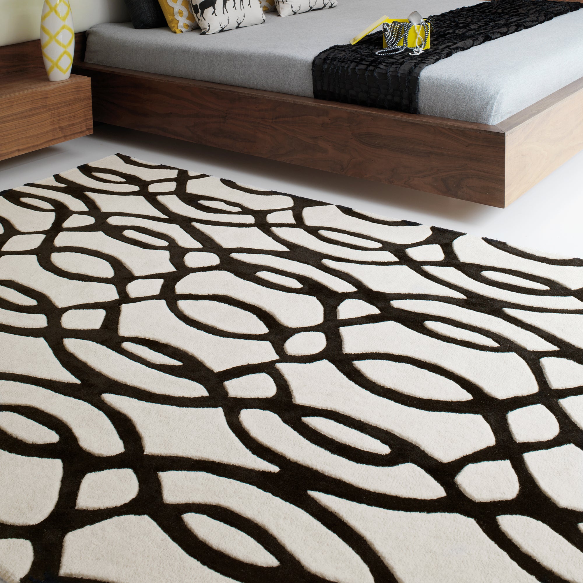 Alfombra de lana blanca Matrix Wire MAX35, hecha a mano con técnica de tufteado