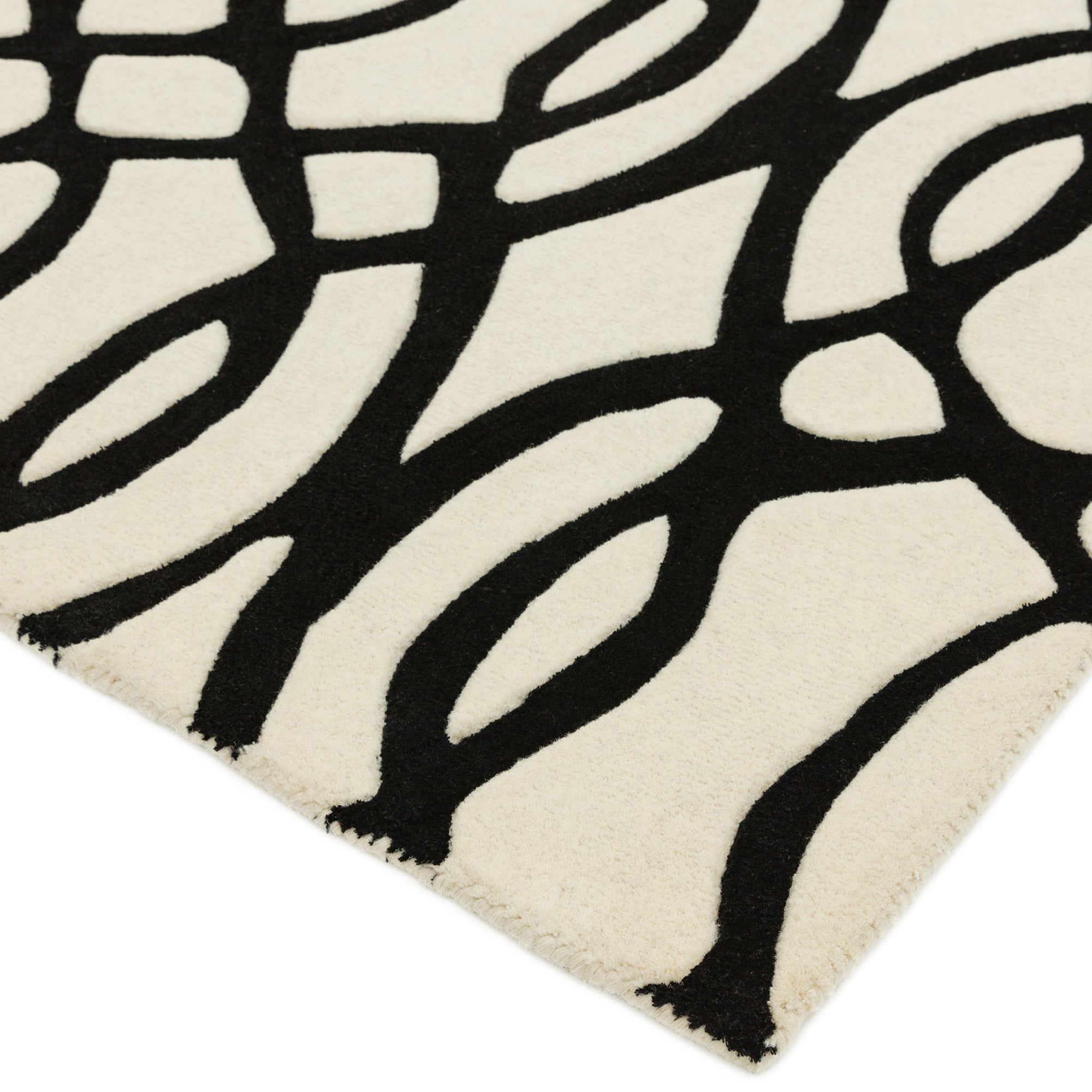 Alfombra de lana blanca Matrix Wire MAX35, hecha a mano con técnica de tufteado