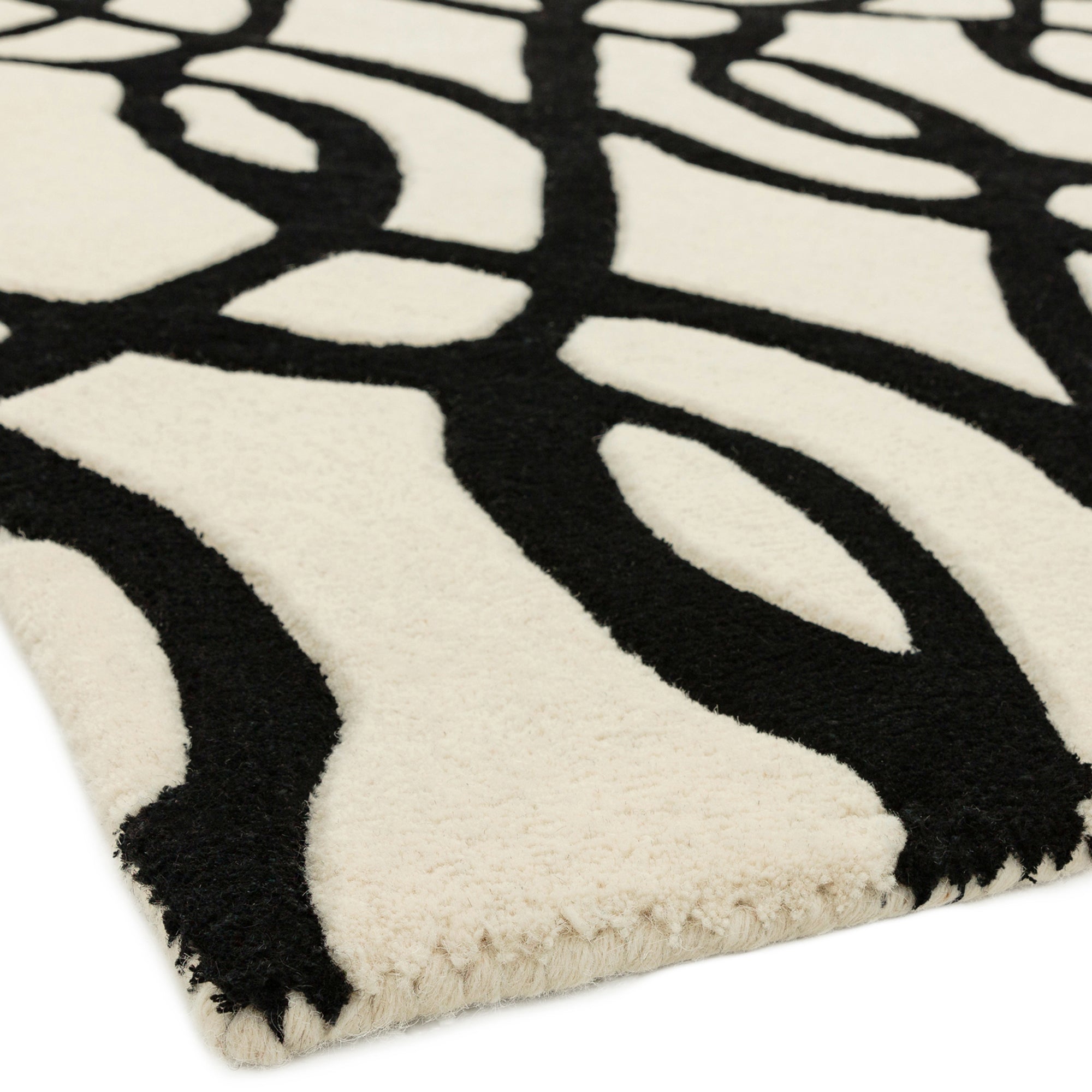 Alfombra de lana blanca Matrix Wire MAX35, hecha a mano con técnica de tufteado