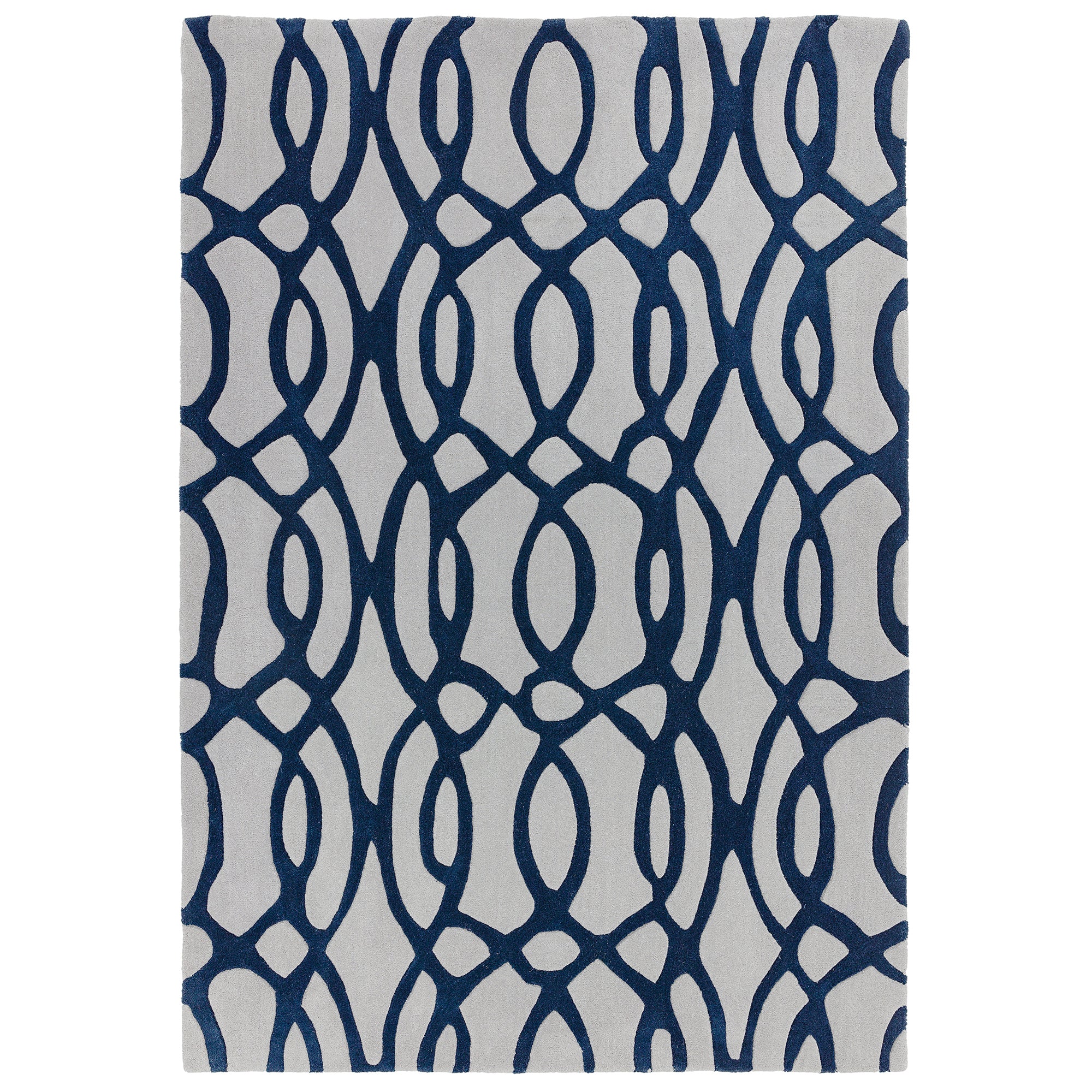 Alfombra de lana azul Matrix Wire MAX36, hecha a mano con técnica de tufteado