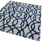 Alfombra de lana azul Matrix Wire MAX36, hecha a mano con técnica de tufteado