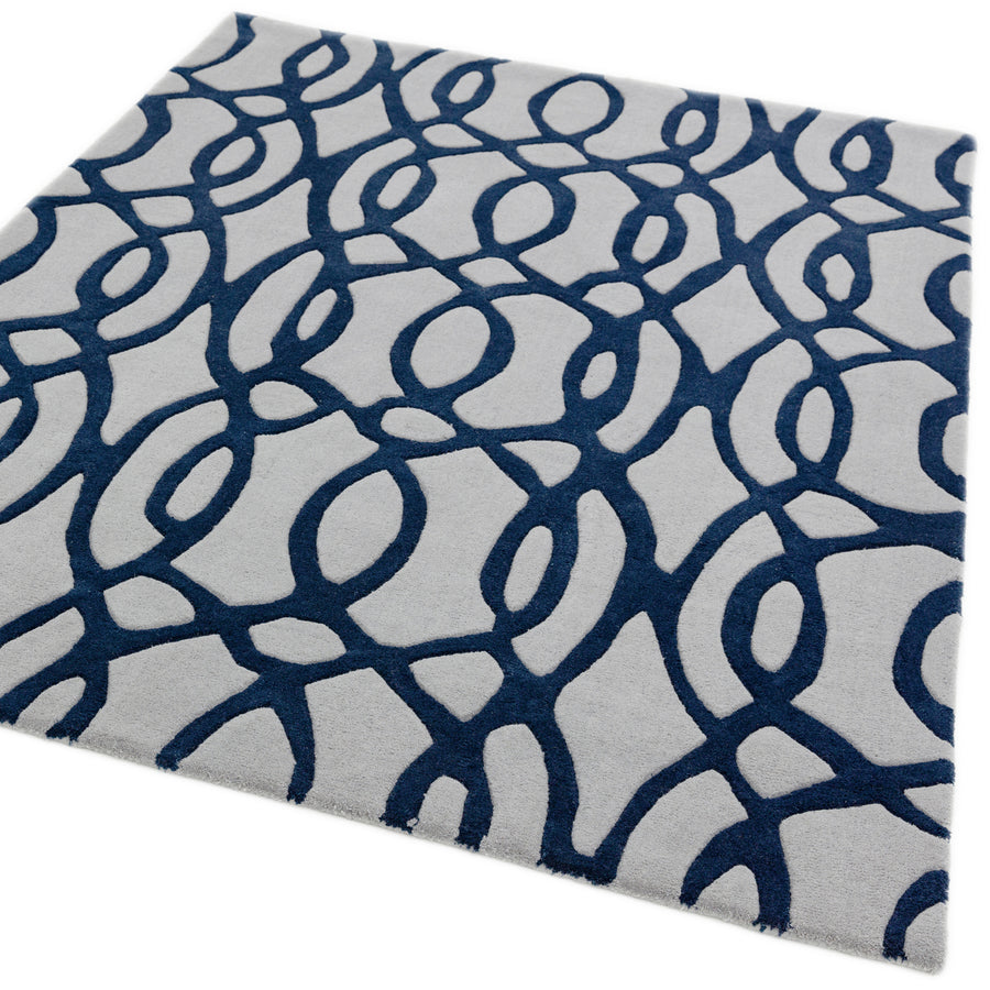 Matrix Wire Blue Hand Tufted Wool Rug MAX36
