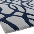 Alfombra de lana azul Matrix Wire MAX36, hecha a mano con técnica de tufteado