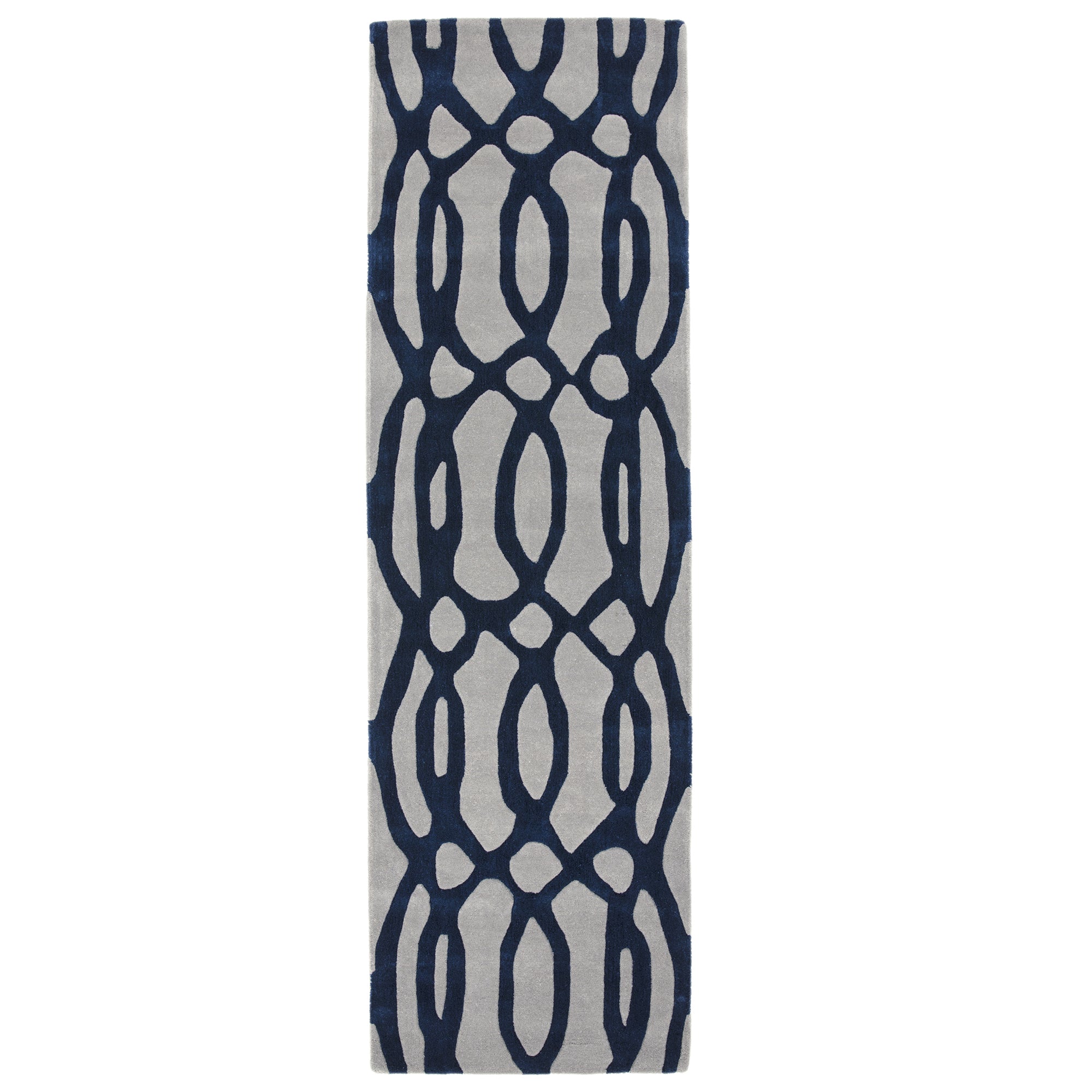 Alfombra de lana azul Matrix Wire MAX36, hecha a mano con técnica de tufteado