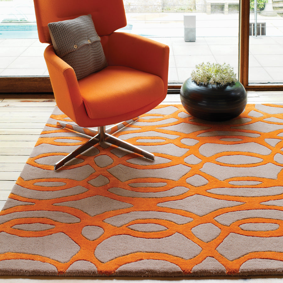 Matrix Wire Orange Hand Tufted Wool Rug MAX37