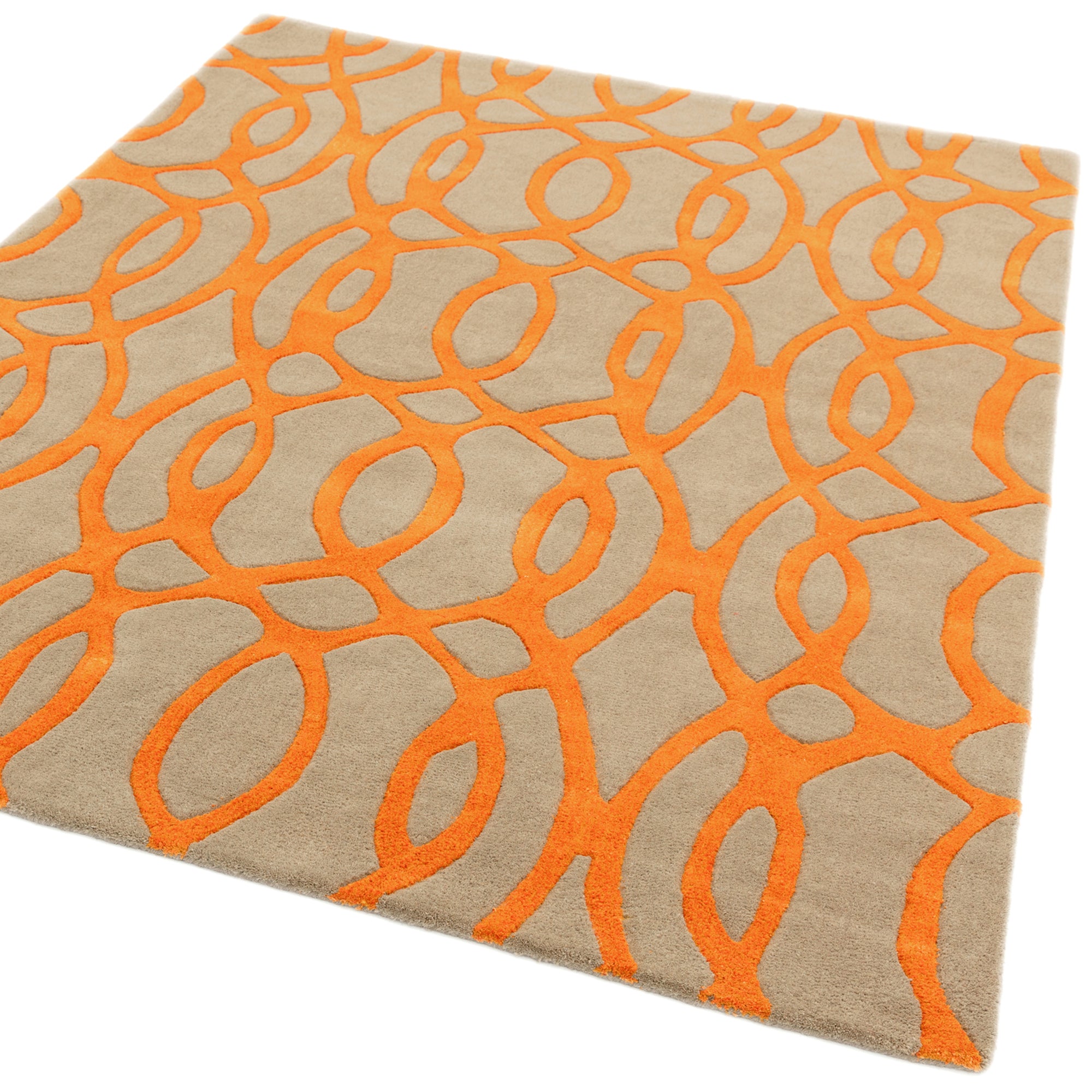 Alfombra de lana naranja Matrix Wire MAX37, hecha a mano con técnica de tufteado
