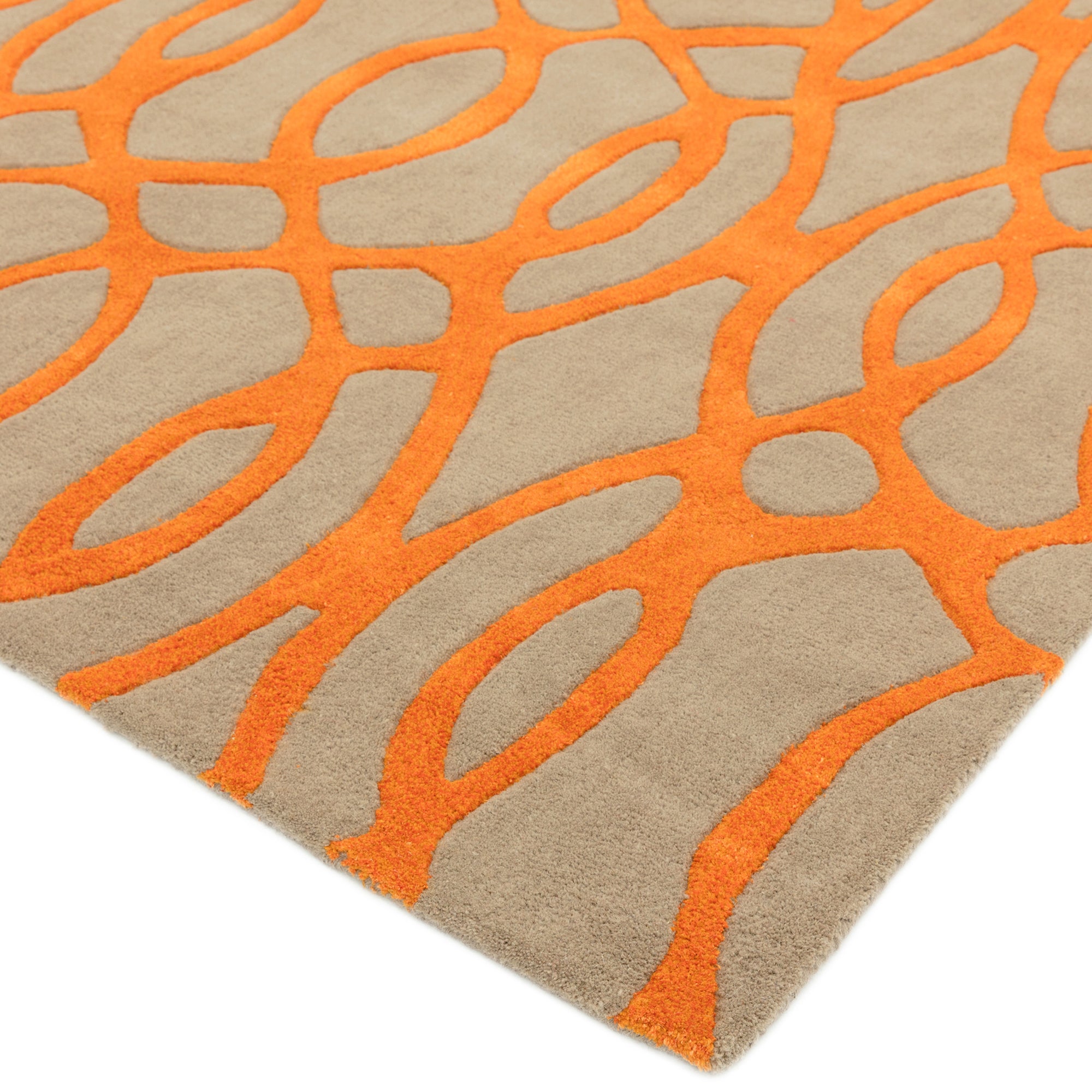 Alfombra de lana naranja Matrix Wire MAX37, hecha a mano con técnica de tufteado