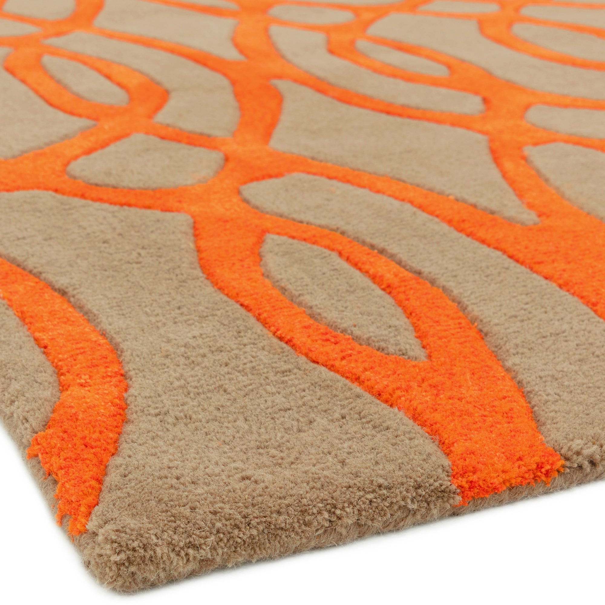 Alfombra de lana naranja Matrix Wire MAX37, hecha a mano con técnica de tufteado