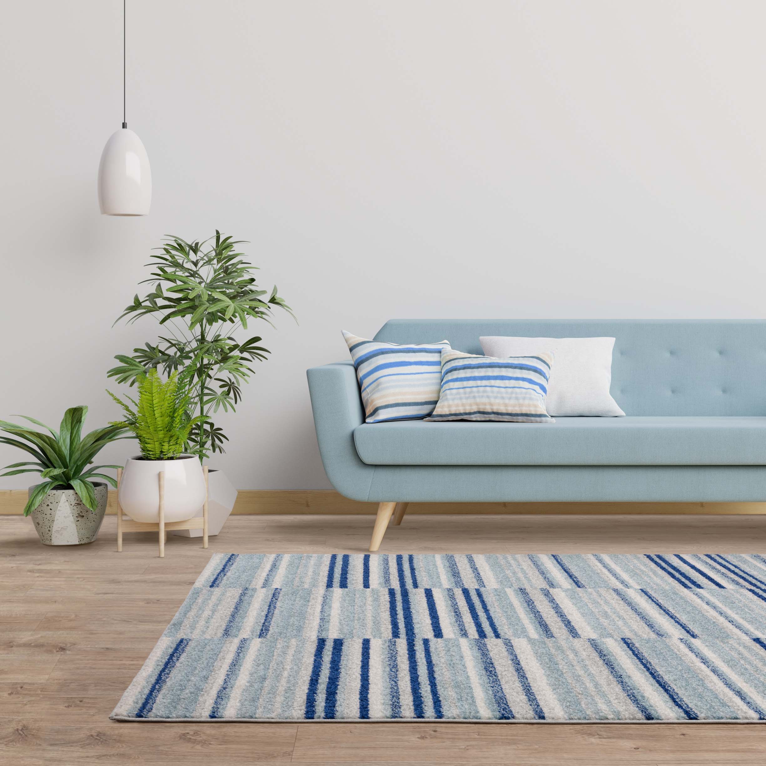 Alfombra Muse MU05 con rayas azules