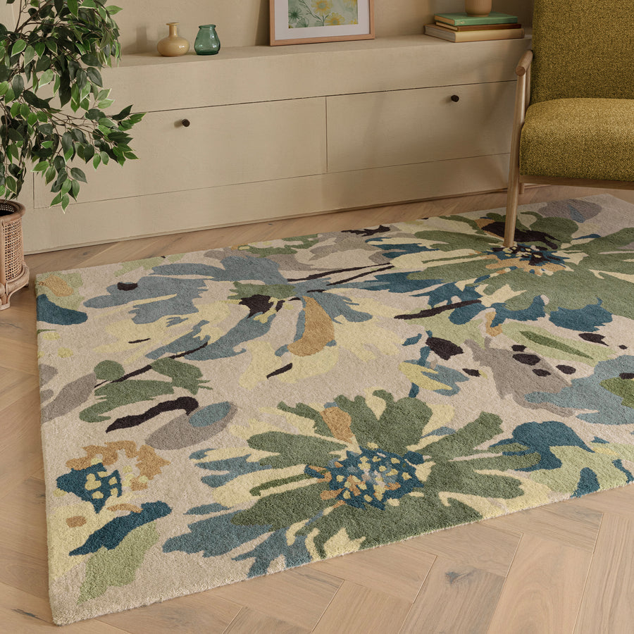 Reef RF11 Floral Green Rug