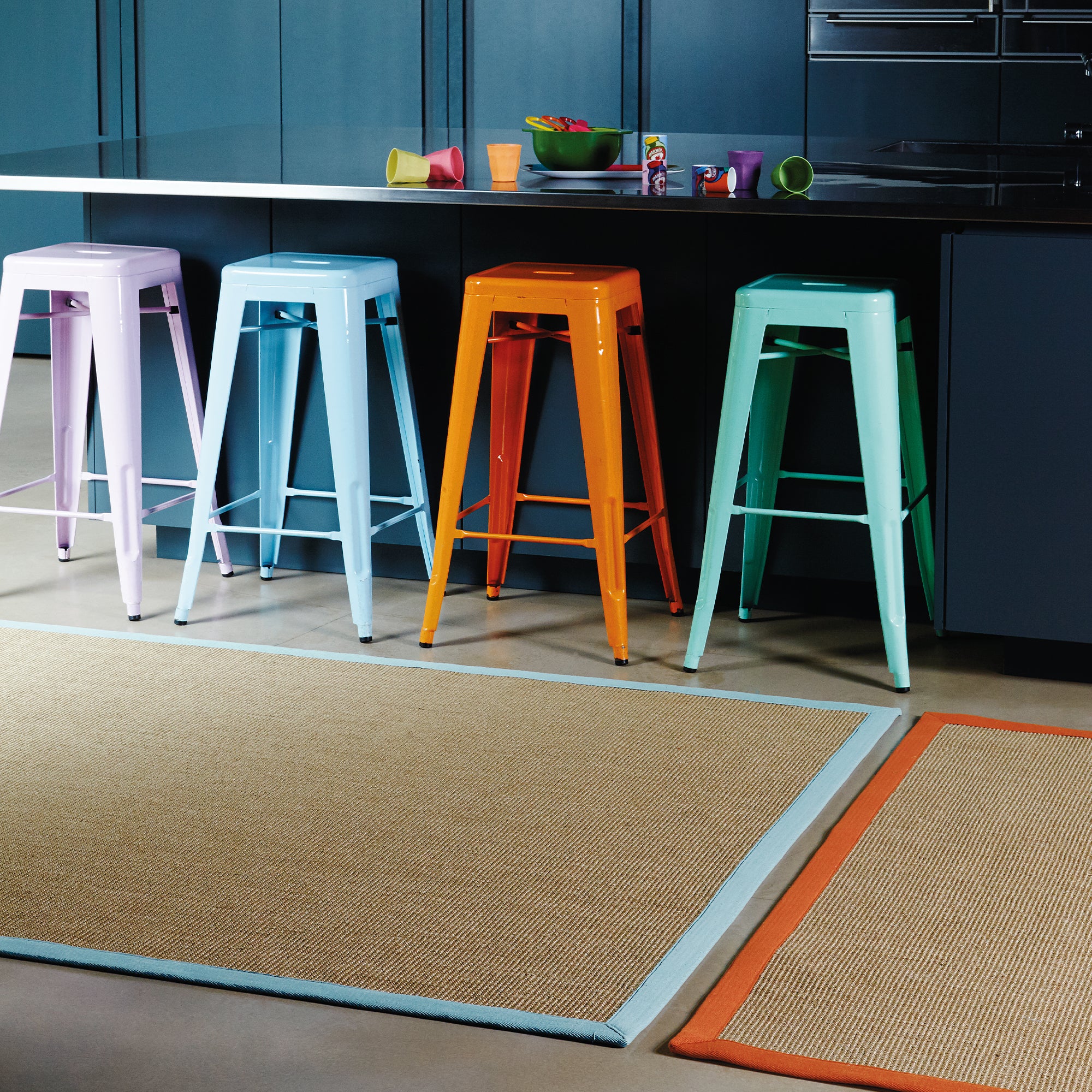 Sisal Linen/Aqua Border Rug