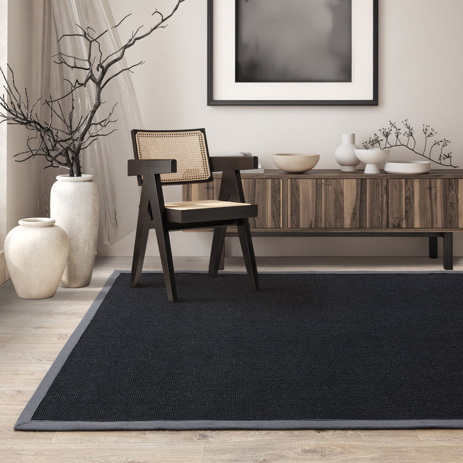 Sisal Black/Grey Border Rug