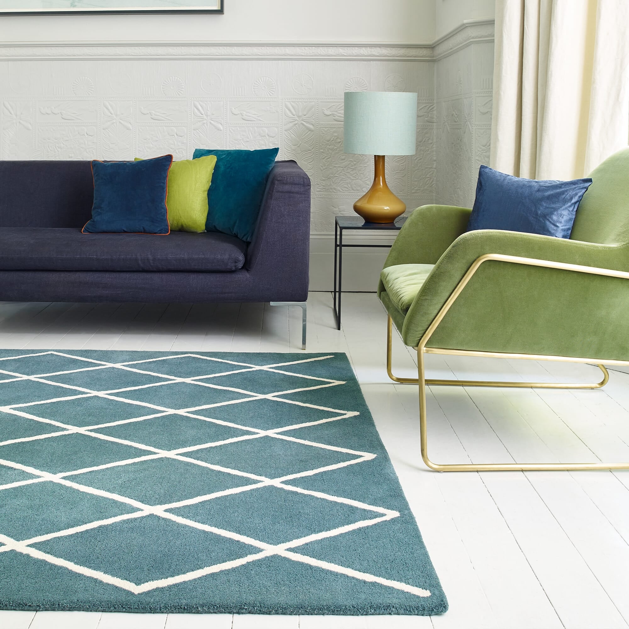 Albany Diamond Teal Rug