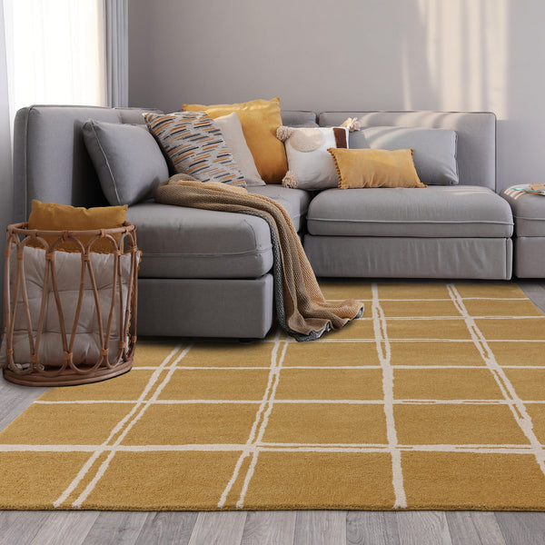 Albany Grid Gold Rug Asiatic Carpets London