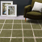 Alfombra Albany Cuadrícula Oliva
