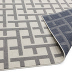Alfombra Antibes Blanco/Gris Cuadrícula Interior/Exterior AN03  