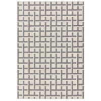 Alfombra Antibes Blanco/Gris Cuadrícula Interior/Exterior AN03  