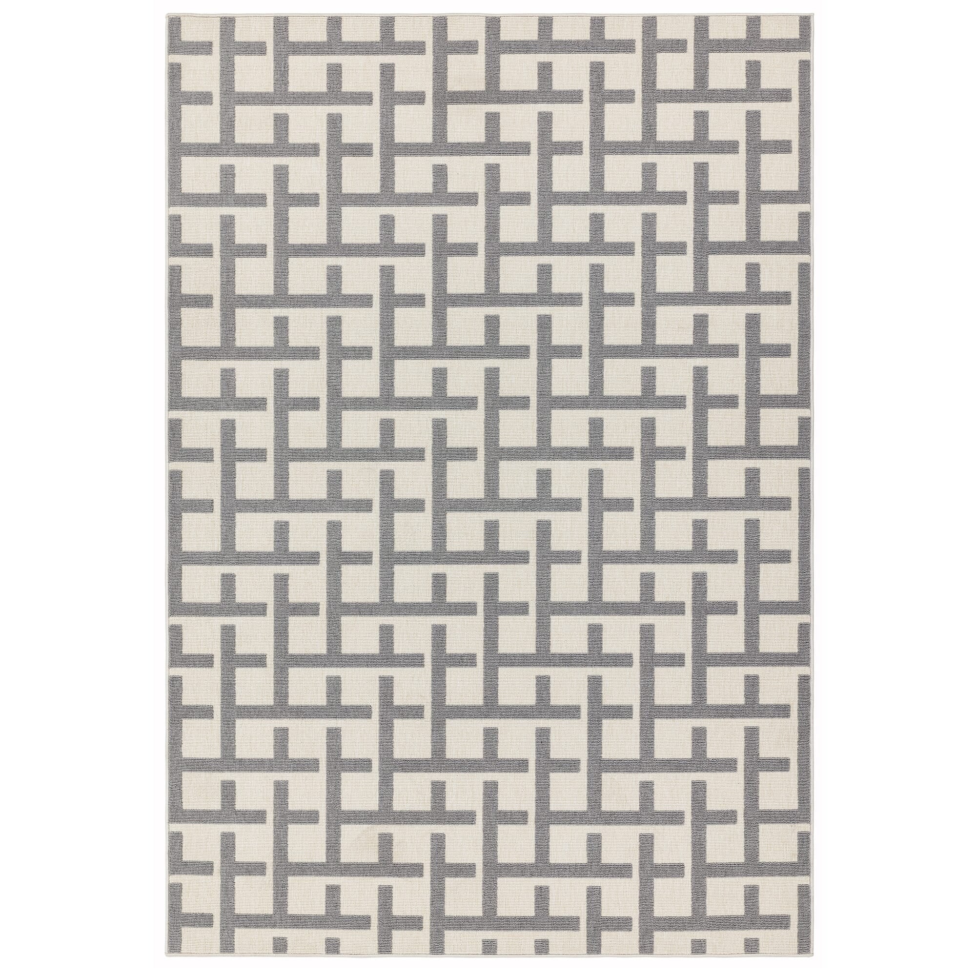 Antibes White/Grey Grid Indoor/Outdoor Rug AN03