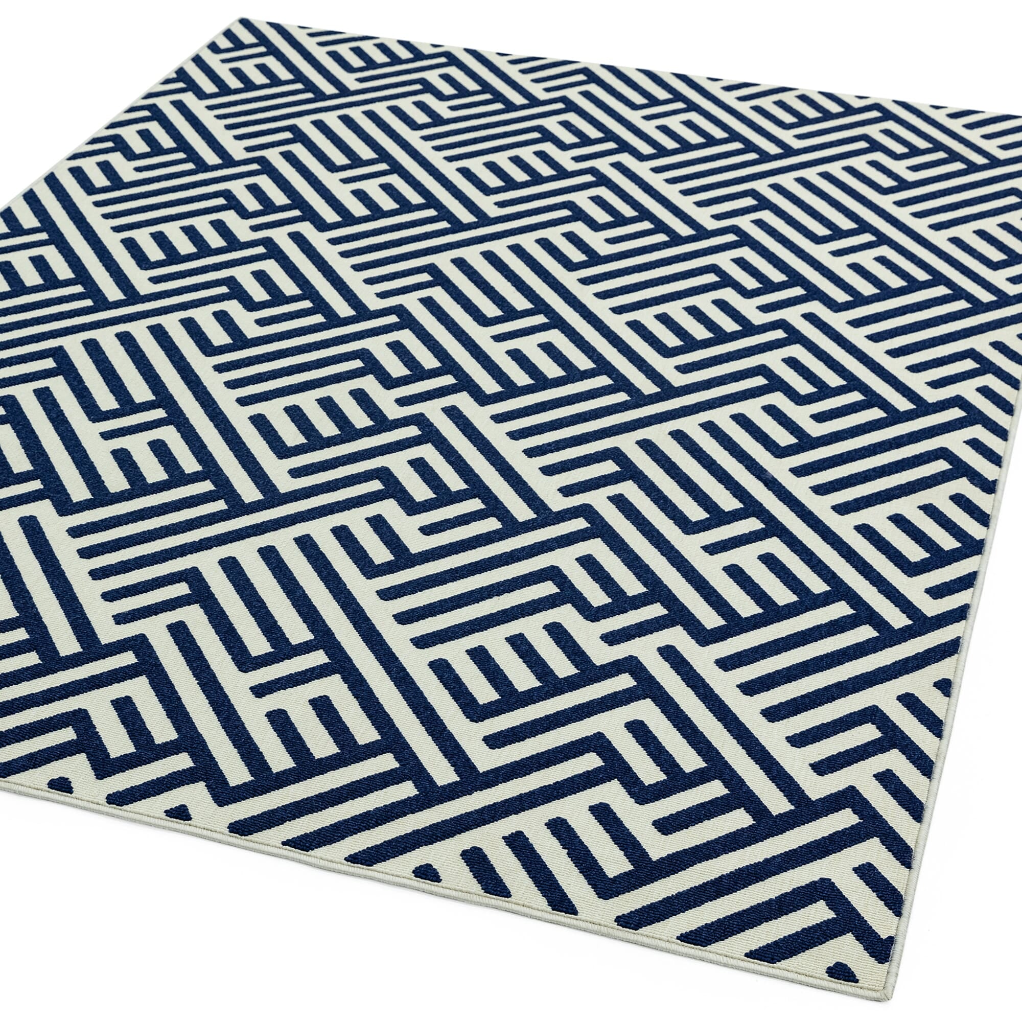 Alfombra Antibes Azul/Blanco Lineal Interior/Exterior AN04  