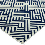 Alfombra Antibes Azul/Blanco Lineal Interior/Exterior AN04  