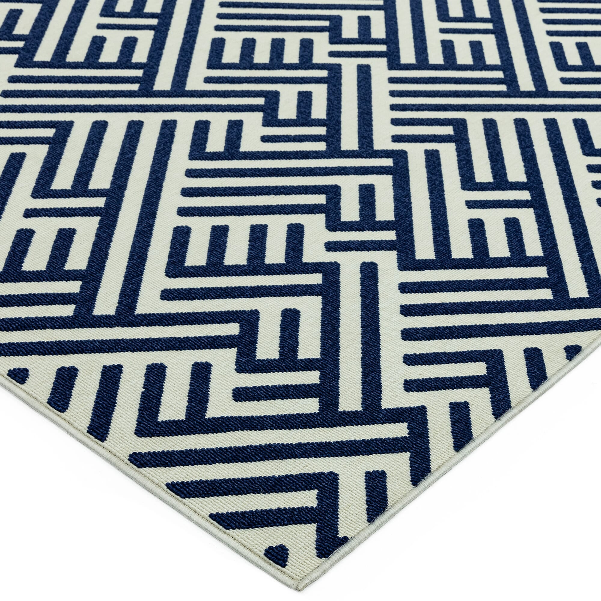 Alfombra Antibes Azul/Blanco Lineal Interior/Exterior AN04  